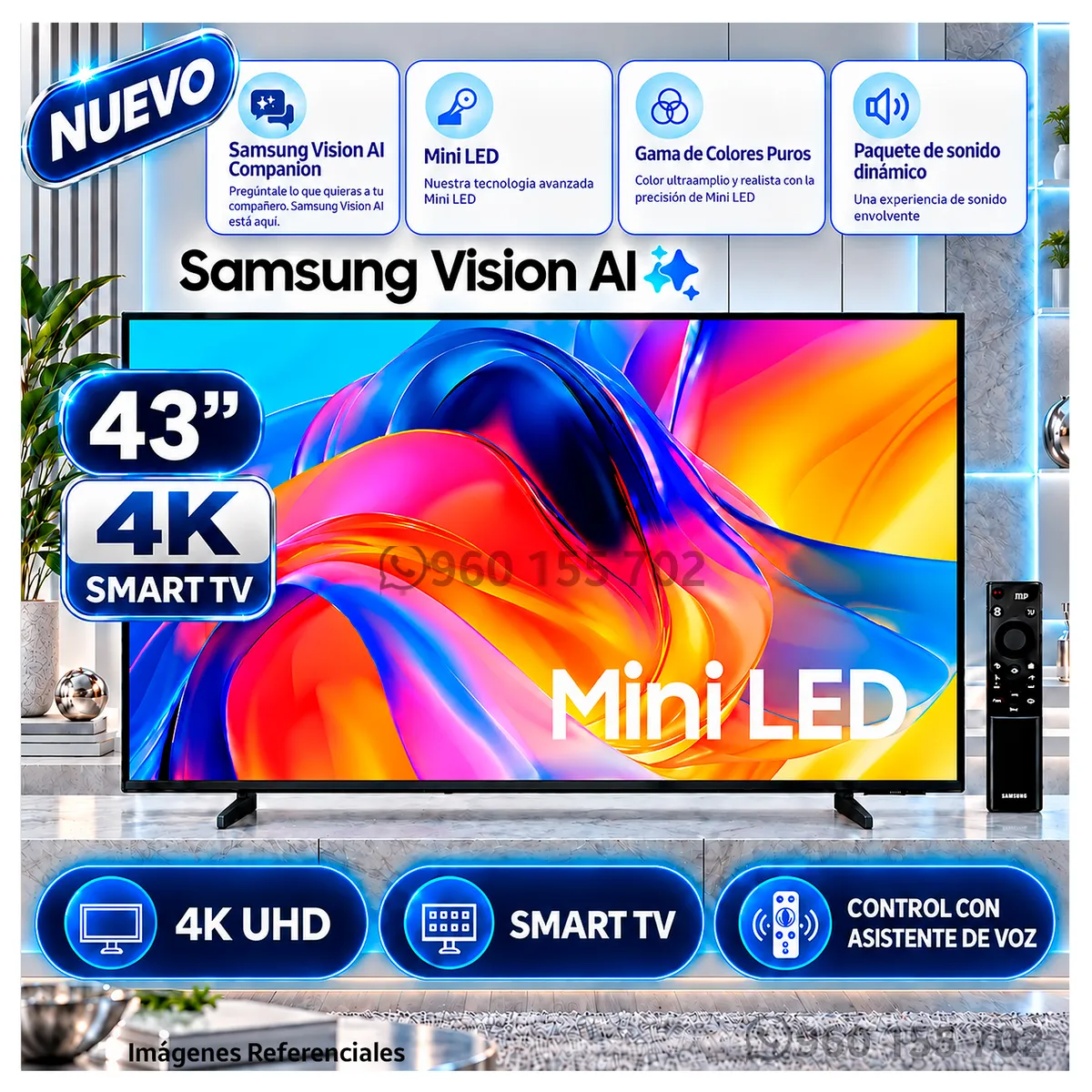 SAMSUNG - Samsung 43” Mini LED 4K UHD HDR Smart TV M70H 2026 UN43M70HAGXPE
