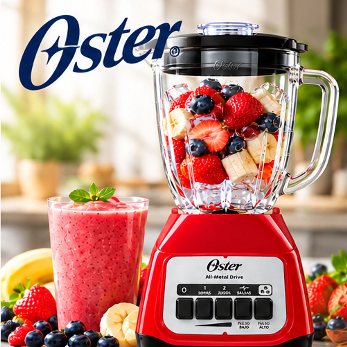 Licuadora Oster 800W 1.5L Vaso de Vidrio Boroclass BLSTKAG RPB, marca OSTER - Foto 2
