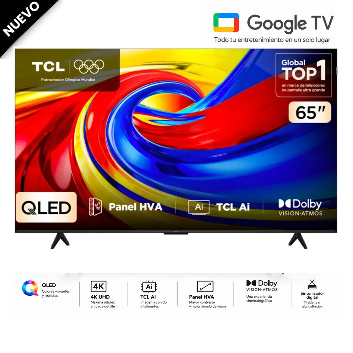 TCL - Televisor TCL 65P7L 65" Premium QLED 4K UHD Google TV