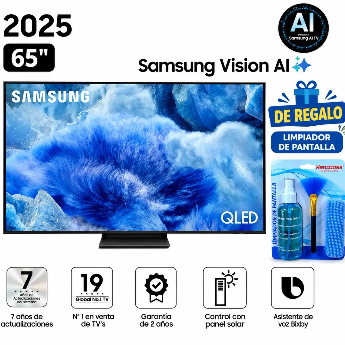 SAMSUNG - TELEVISOR  SAMSUNG QLED 65” QN65Q8FAAGXPE+KITS DELIMPIADOR DE TV 
