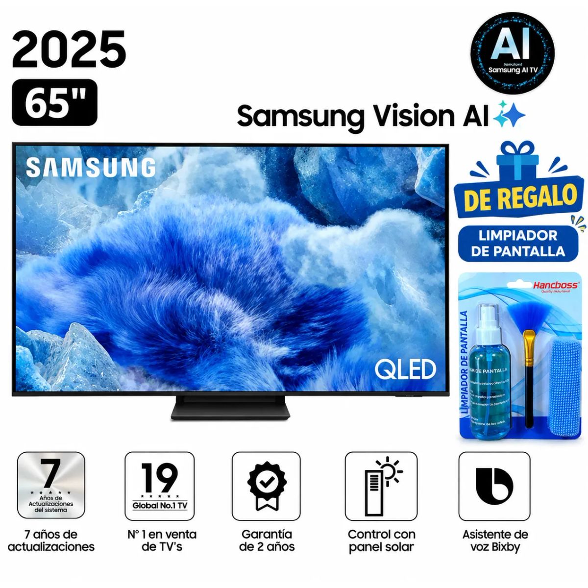 SAMSUNG - TELEVISOR  SAMSUNG QLED 65” QN65Q8FAAGXPE+KITS DELIMPIADOR DE TV 