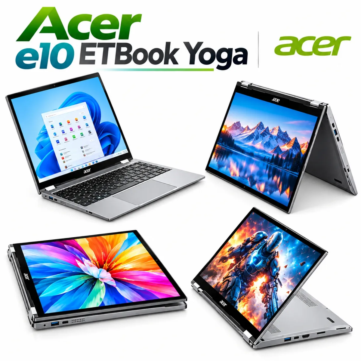 ACER - LAPTOP ACER ETBOOK YOGA CWI557 / CORE I3 1315U / 8GB / 256GB  / PANTALLA 13.4" 2.5K TACTIL