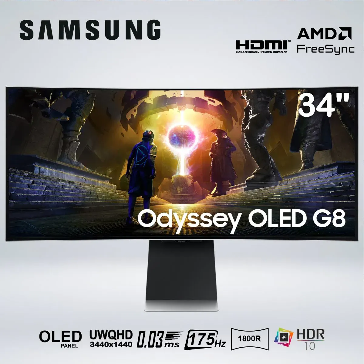 SAMSUNG - MONITOR GAMING SAMSUNG CURVO ODYSSEY G8 LS34DG850S 34" OLED UWQHD 0.03MS 175 HZ