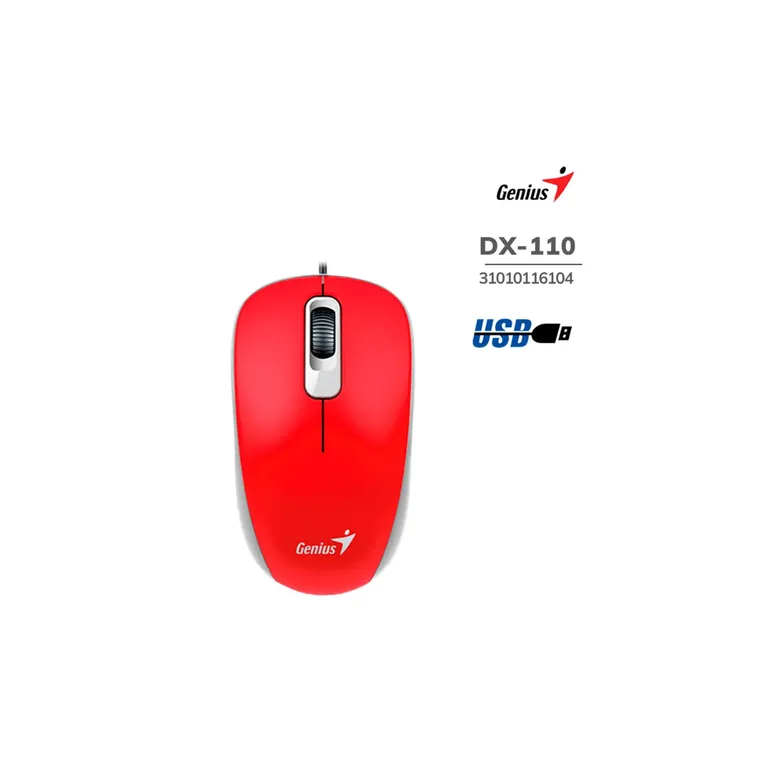 MOUSE GENIUS DX-110 USB OPTICO 1000 DPI ROJO | Sodimac Perú