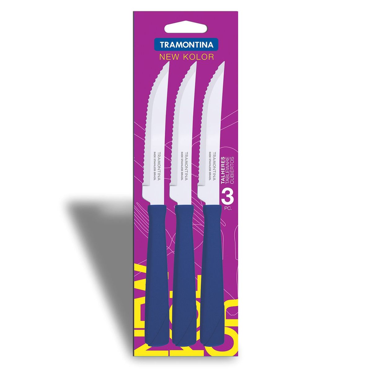 TRAMONTINA - Juego de Cuchillos Azul New Kolor x 3 Piezas