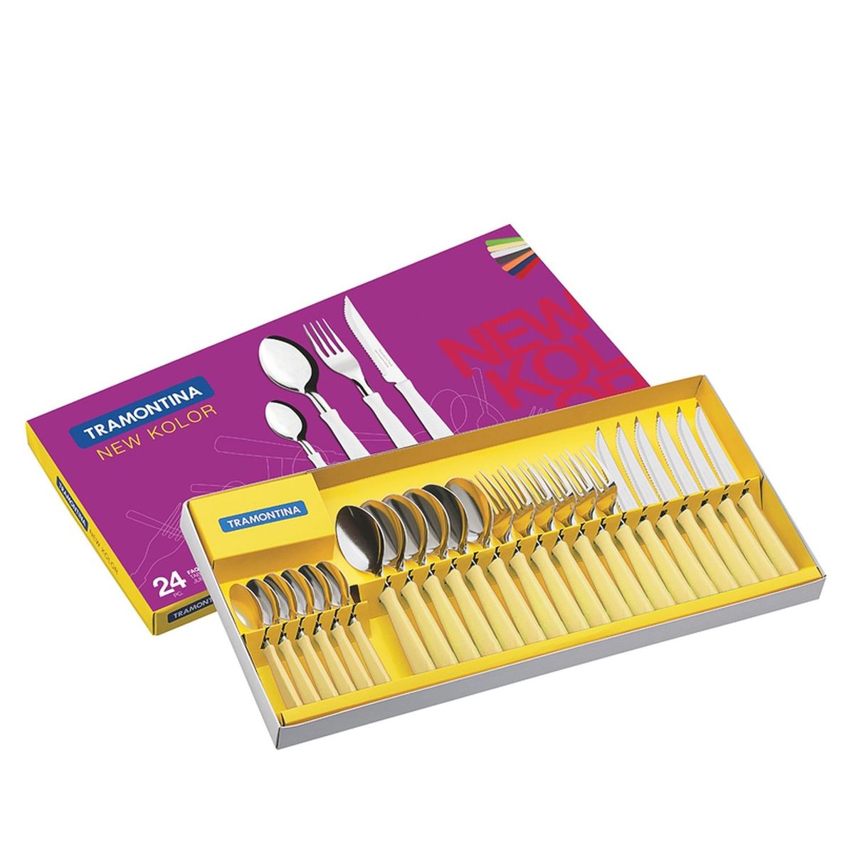 TRAMONTINA - Juego de Cubiertos New Kolor Amarillo x 24 Piezas