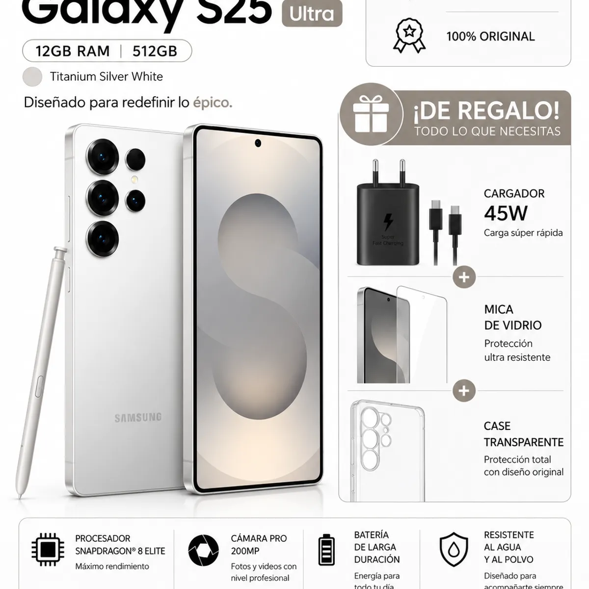 SAMSUNG - SAMSUNG S25 ULTRA 512GB + PACK ACCESORIOS.