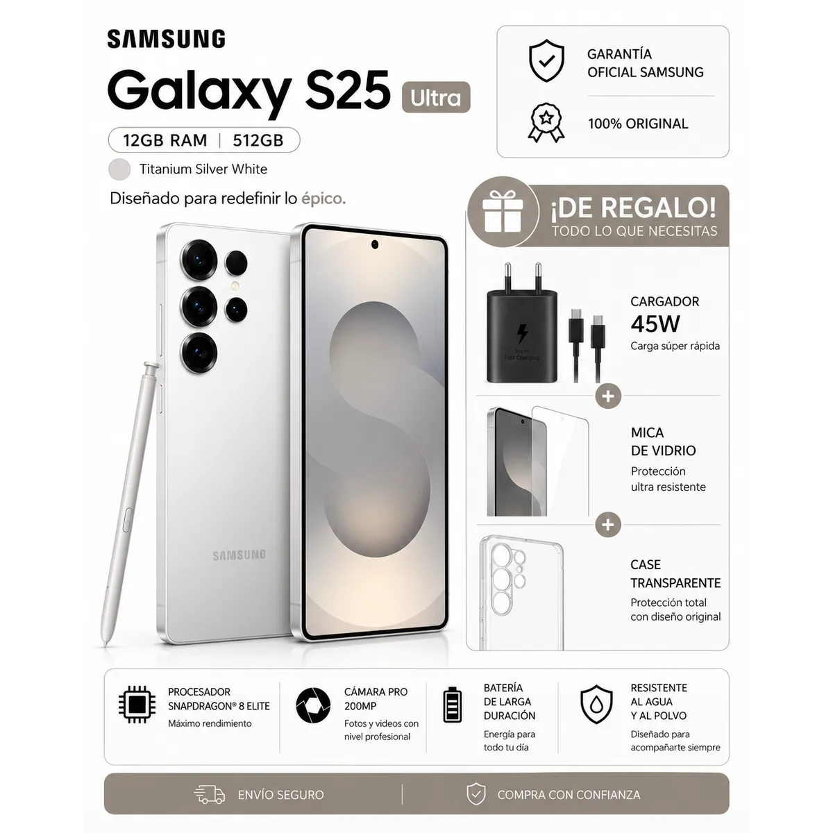 SAMSUNG - SAMSUNG S25 ULTRA 512GB + PACK ACCESORIOS.