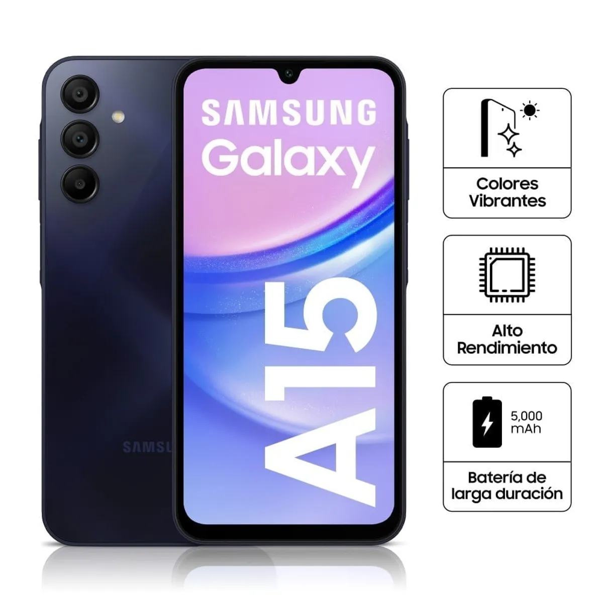 SAMSUNG - Celular Samsung Galaxy A15 4G 6.5" Pulg. 8GB RAM 256GB Android 14 - Negro Azulado