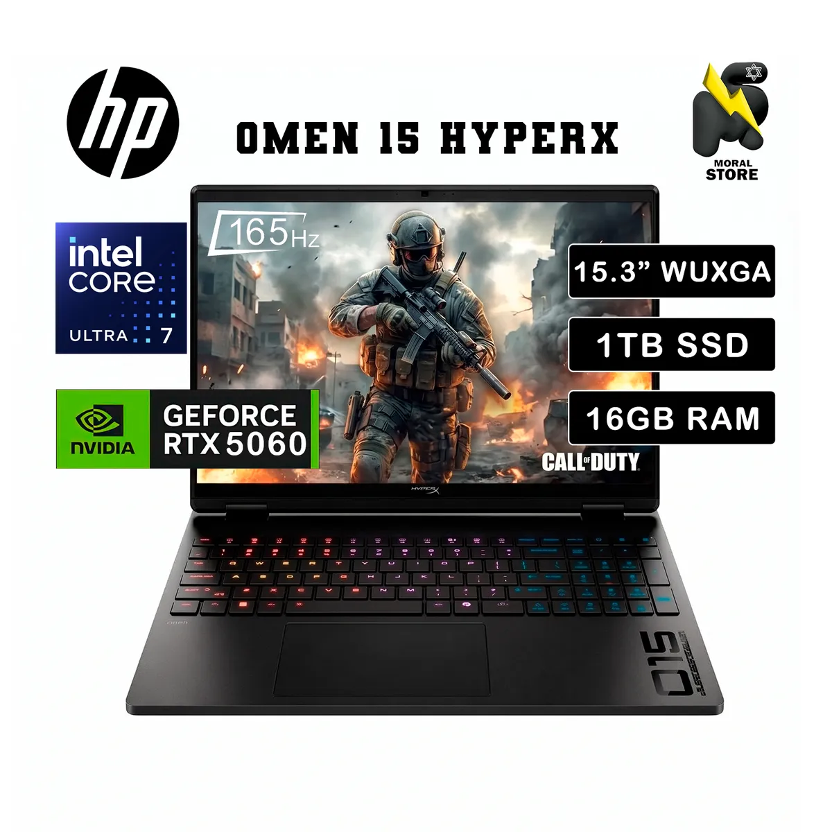HP - LAPTOP HP OMEN 15-GA0070WM / INTEL CORE ULTRA 7 255H/16 GB RAM /1TB SSD /RTX5060-8GB/ 15.3WUXGA