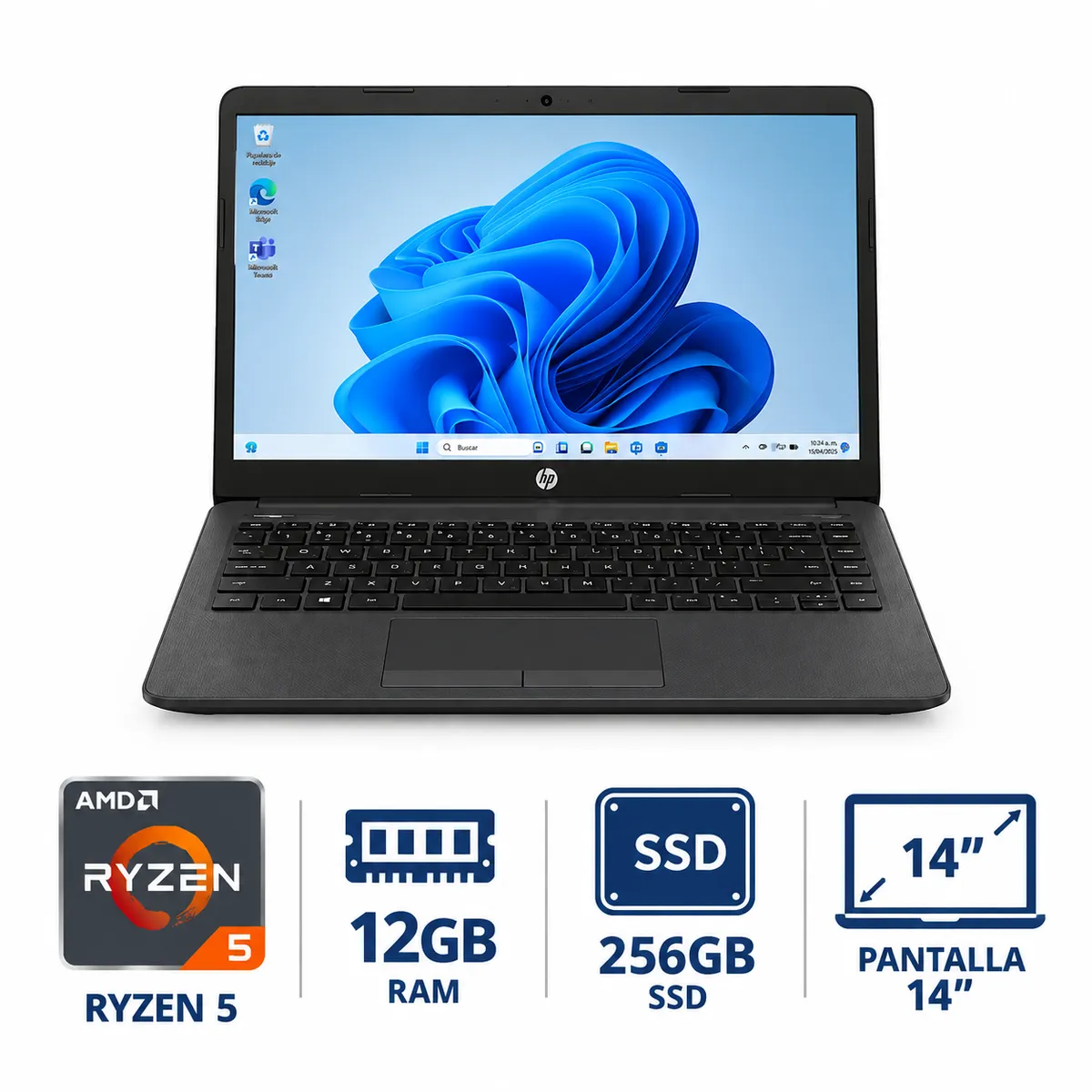 HP - LAPTOP HP 245 G8 RYZEN 5 RAM 12GB SSD 256GB PANTALLA 14 PULGADAS REACONDICIONADA