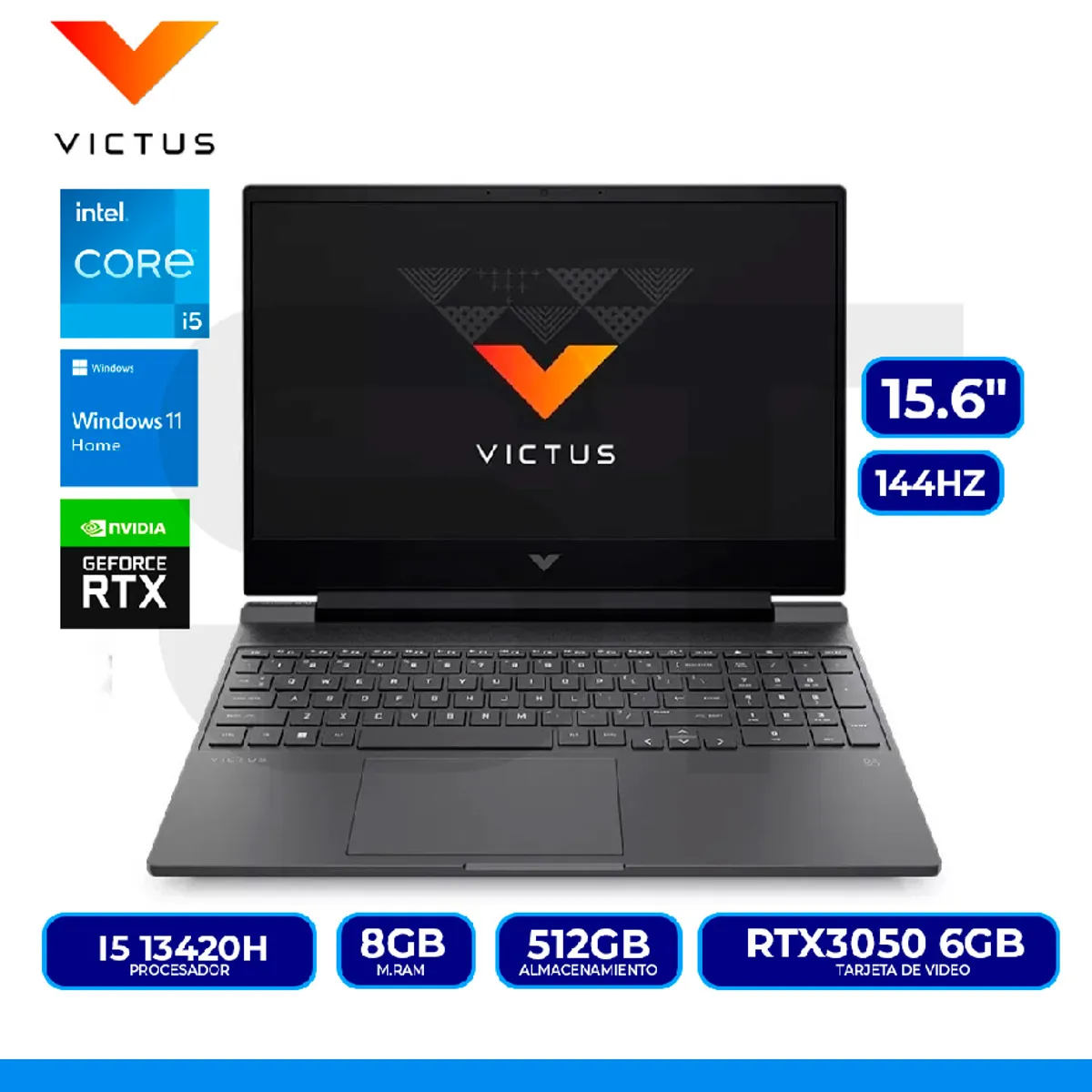 HP - LAPTOP HP VICTUS 15FA2013DX CORE i5 13420H 8GB SSD 512GB RTX3050 6GB FHD 15.6", 144HZ WIN11 + G203