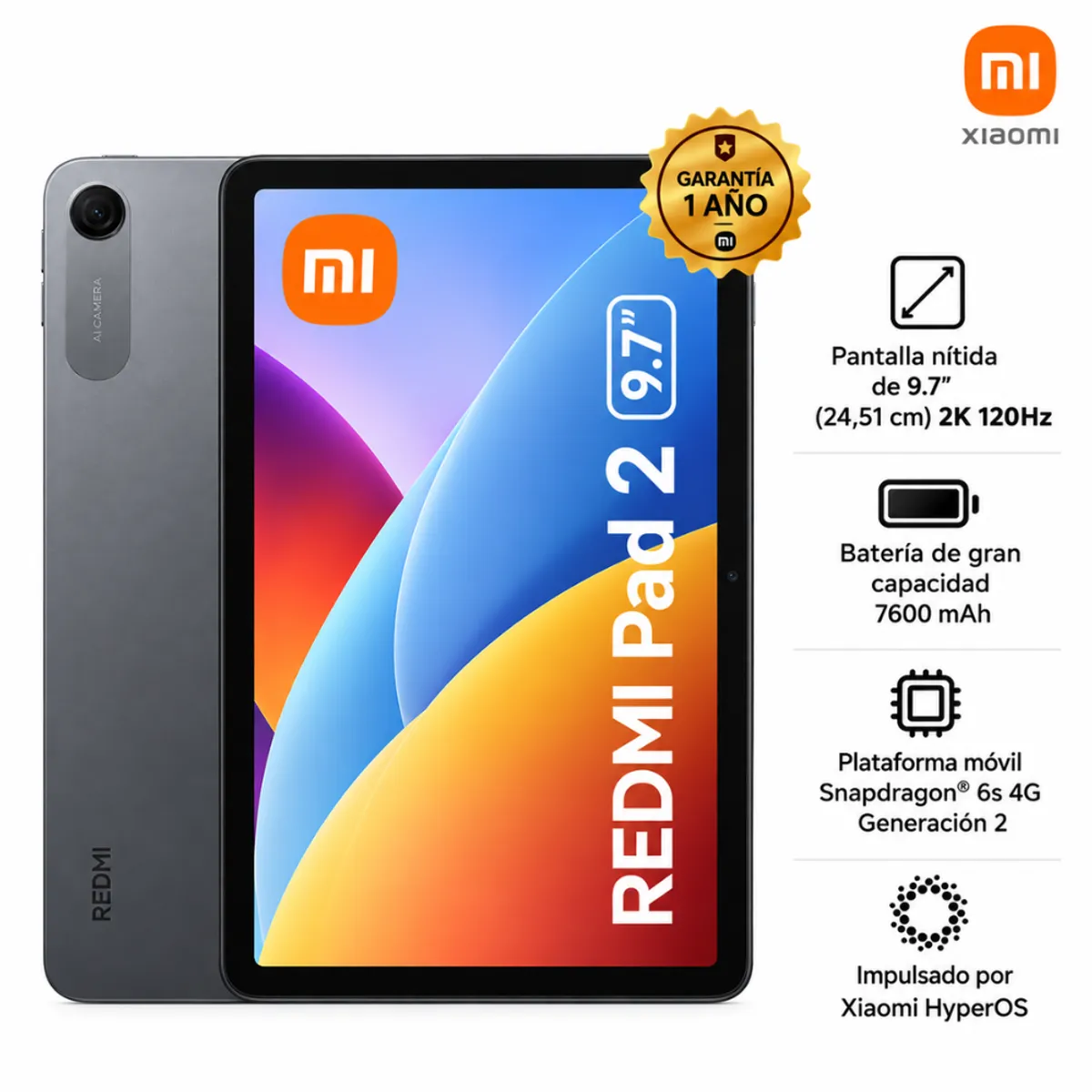 XIAOMI - Tablet Xiaomi Redmi Pad 2 9.7" 4GB RAM 128GB Graphite Gray