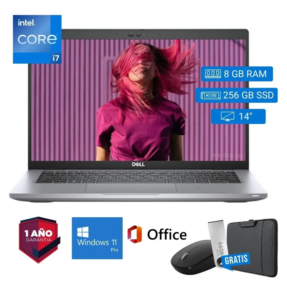 Dell - Laptop semi nueva Dell Latitude 5420 Core i7 11va 8GB RAM 256GB SSD 14 + Mouse + Funda + USB 64 GB
