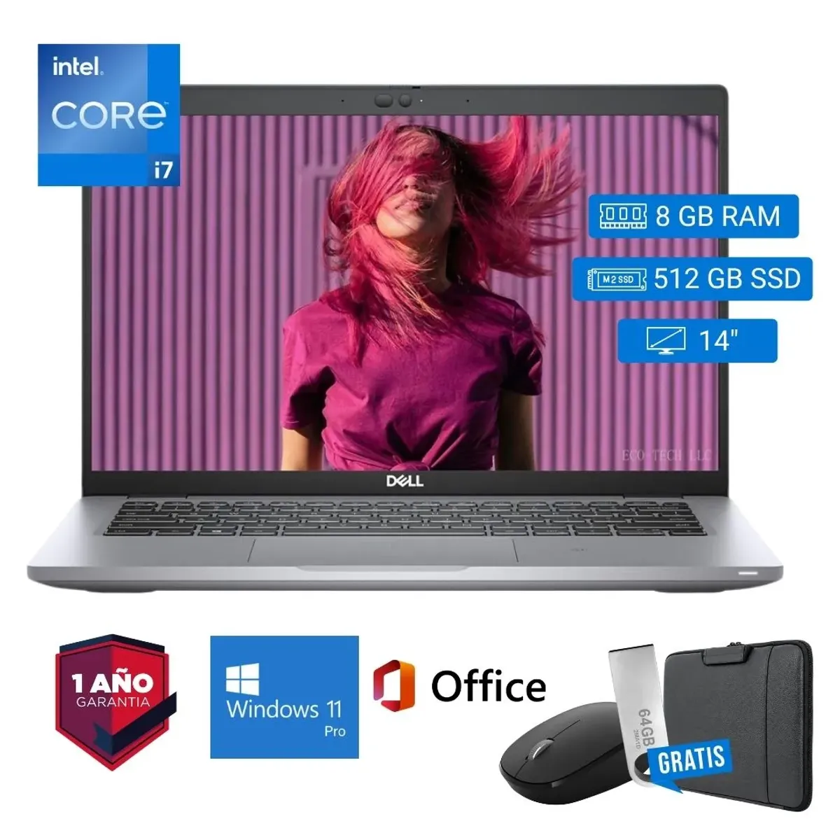 Dell - Laptop semi nueva Dell Latitude 5420 Core i7 11va 8GB RAM 512GB SSD 14 + Mouse + Funda + USB 64 GB