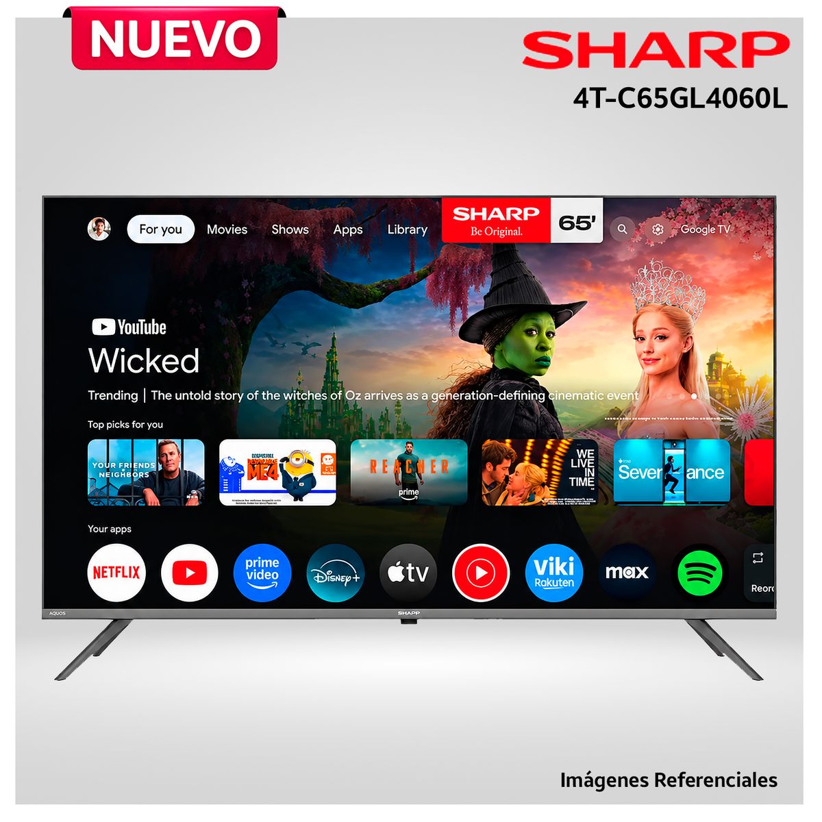 Televisor Sharp 65” AQUOS 4K UHD Google TV 4T-C65GL4060L, marca SHARP - Foto 2