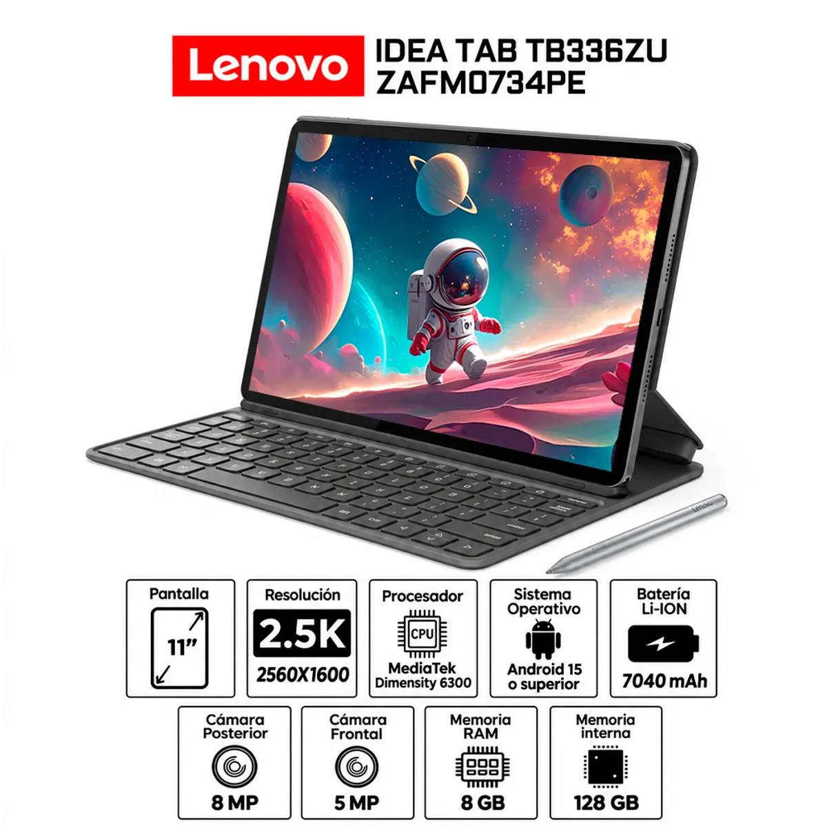 LENOVO - Tablet Lenovo Idea Tab TB336ZU MediaTek Dimensity 6300 8Gb Ram 128Gb UFS 11" 2.5K - ZAFM0734PE
