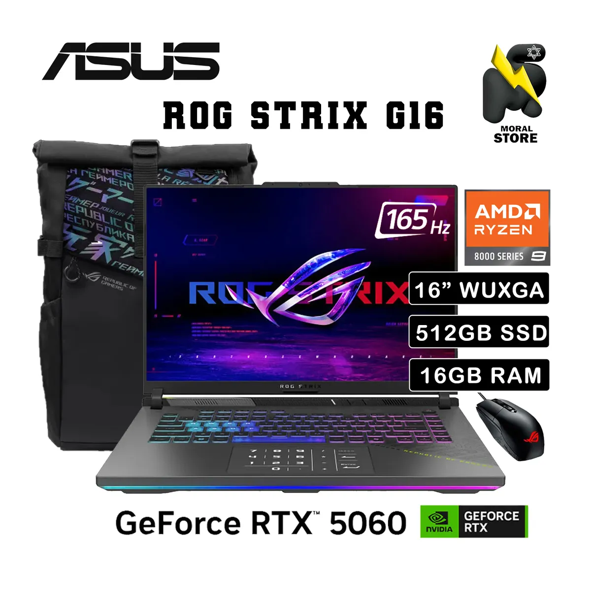 ASUS - LAPTOP ASUS ROG STRIX G614PM-RV221W/ AMD RYZEN 9-8940HX /512 GB  SSD/ 16GB/ RTX 5060 8GB /16"165HZ