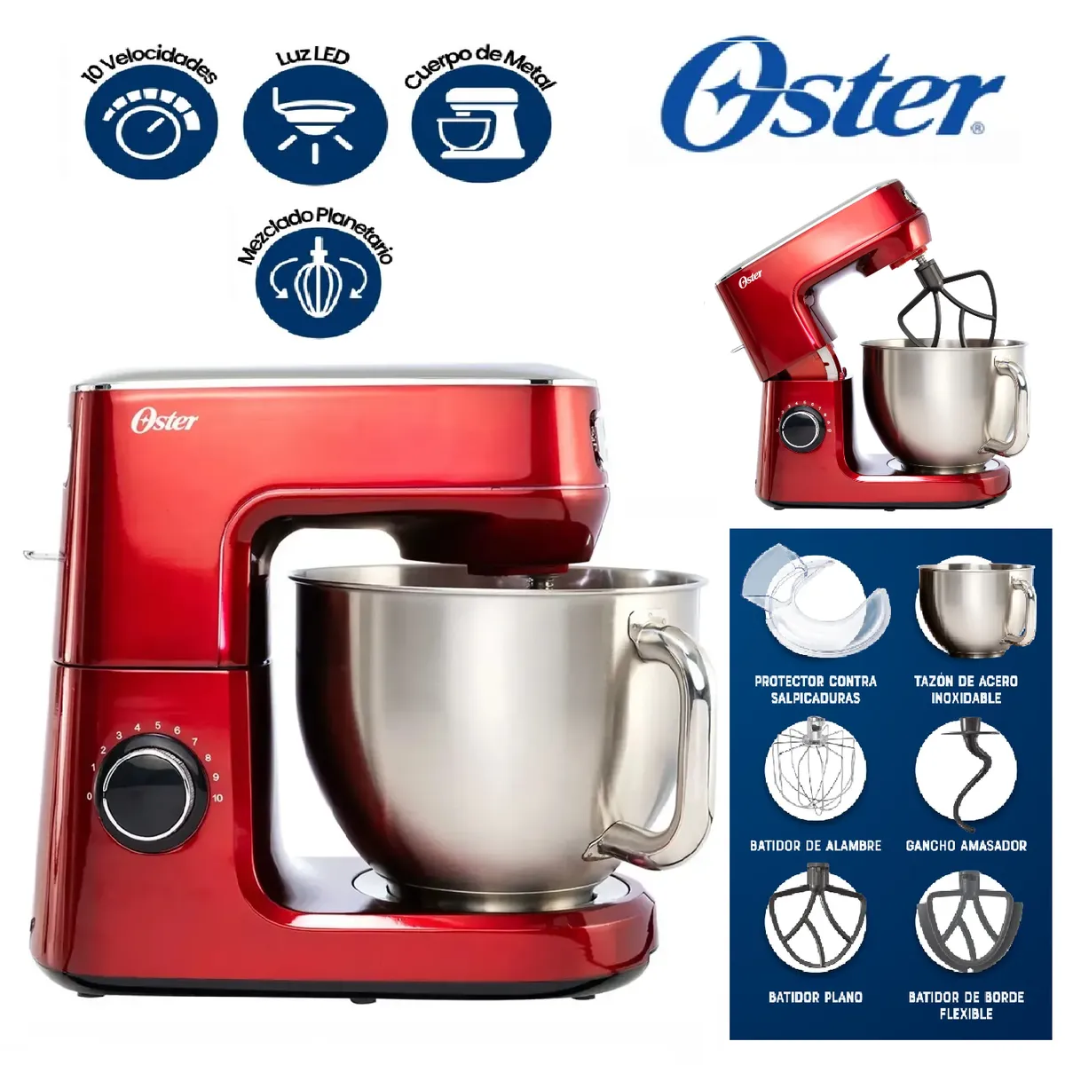 Nueva Batidora Planetaria 5.2L de 1000W Oster PSTSMPL3R 053F OSTER ...