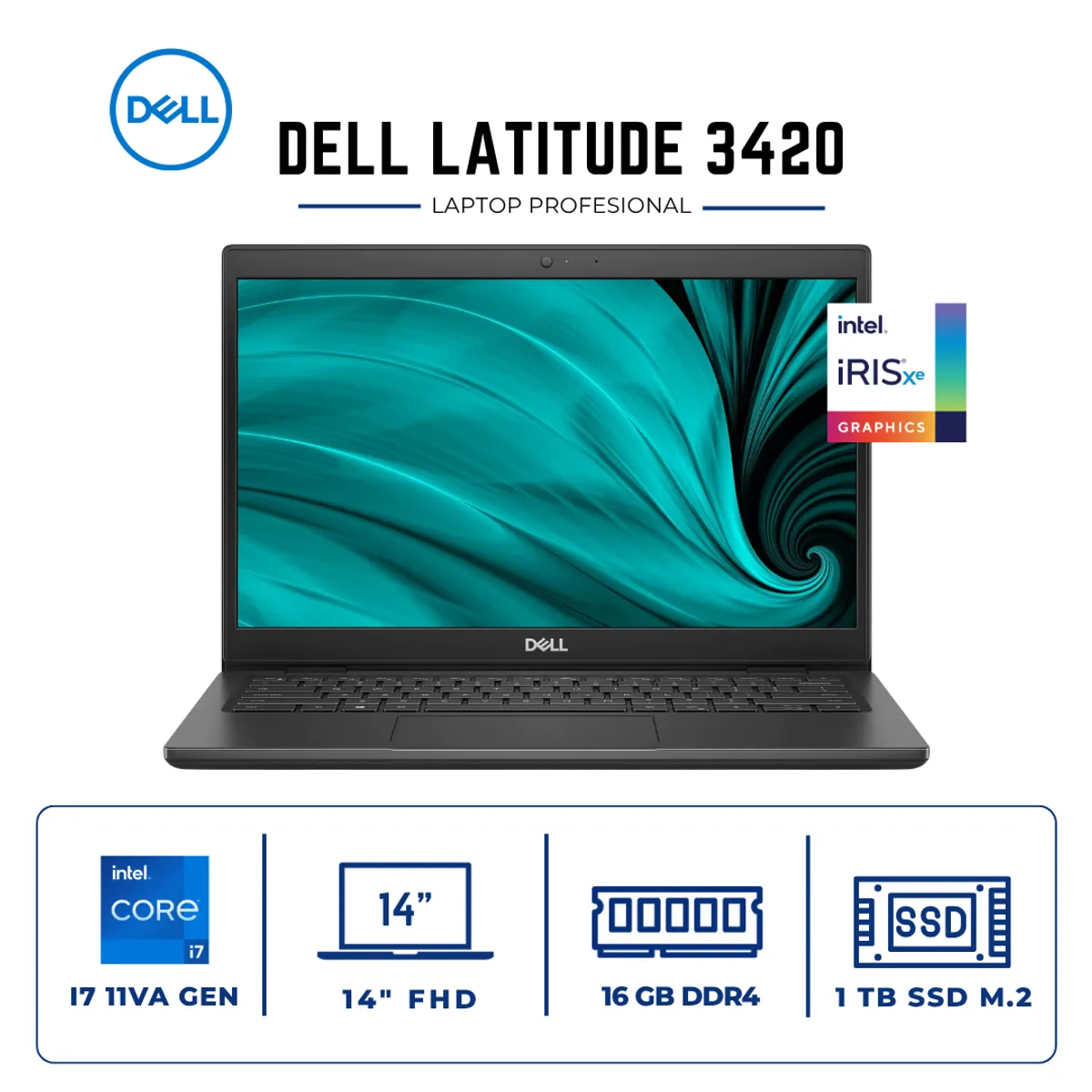 Dell - Laptop DELL Latitude 3420 | Core i7-1165G7 | 16GB RAM | 1TB SSD M.2 | 14"