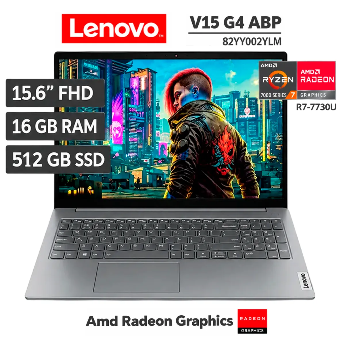 LENOVO - Laptop LENOVO Amd Ryzen 7 7730U RAM 16GB SSD 512GB Pantalla 15.6” FULL HD