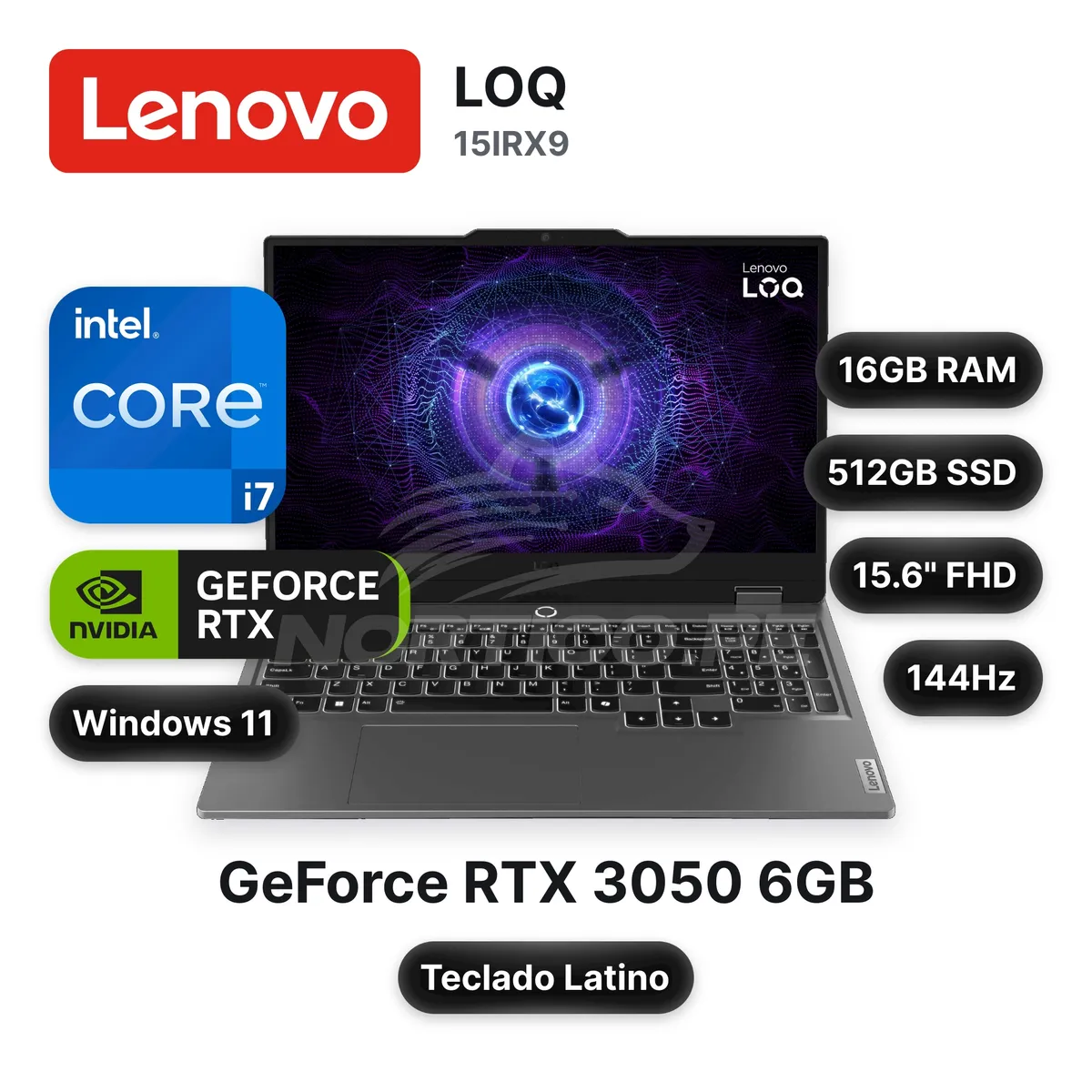 LENOVO - Laptop Lenovo LOQ 15IRX9 CoreI7-13650HX 16GB 512GB SSD RTX 3050 15.6" (83DV0187LM)