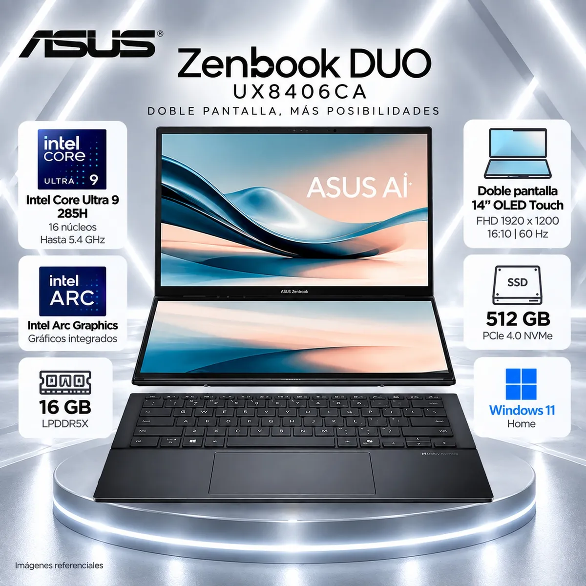 ASUS - Laptop ASUS Zenbook DUO UX8406CA 14" Core Ultra 9 285H 16GB RAM 512GB SSD OLED Touch