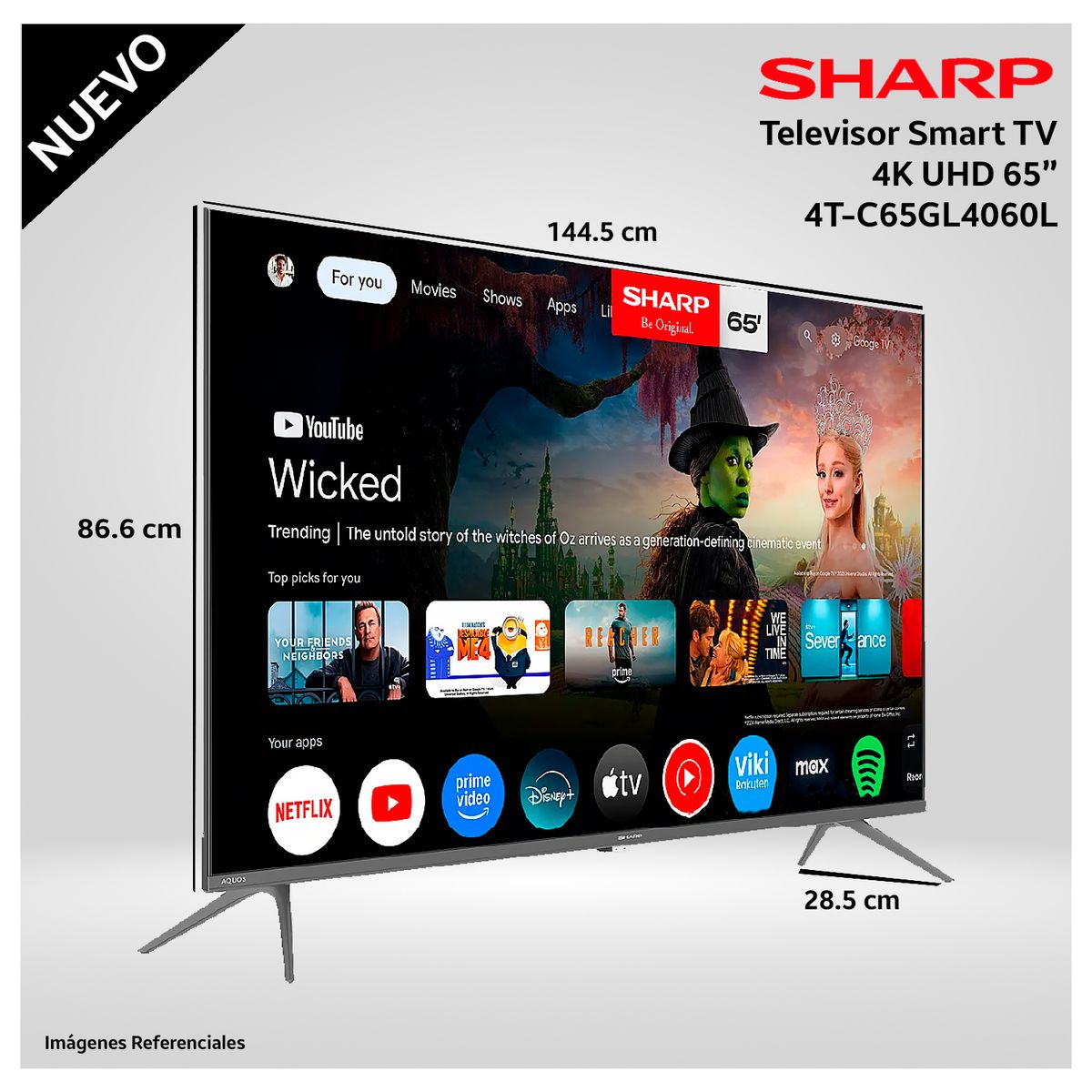 Televisor 65" 4K UHD Google TV SHARP 4T-C65GL4060L- Modelo Nuevo, marca SHARP - Foto 2