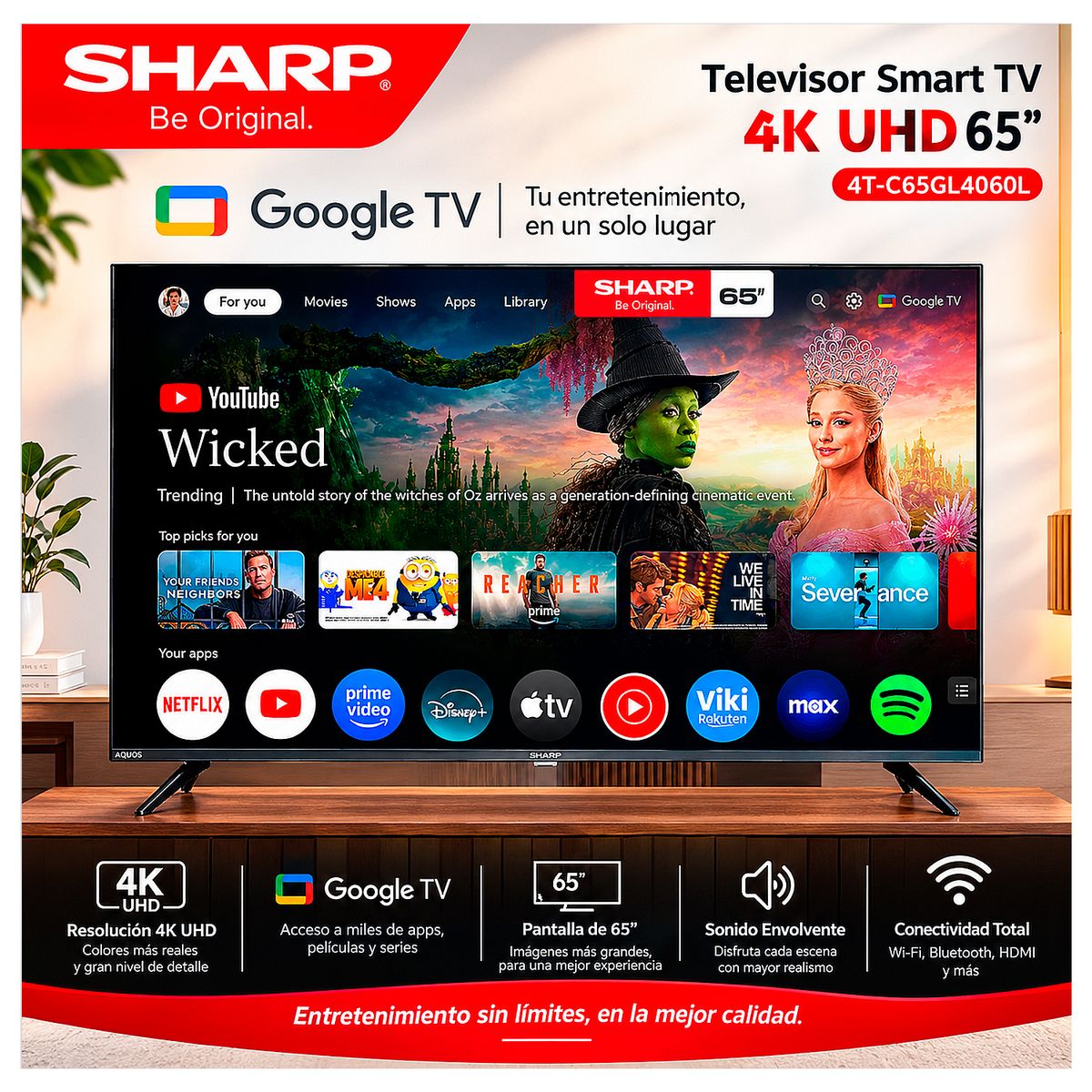 Televisor 65" 4K UHD Google TV SHARP 4T-C65GL4060L- Modelo Nuevo, marca SHARP - Foto Principal