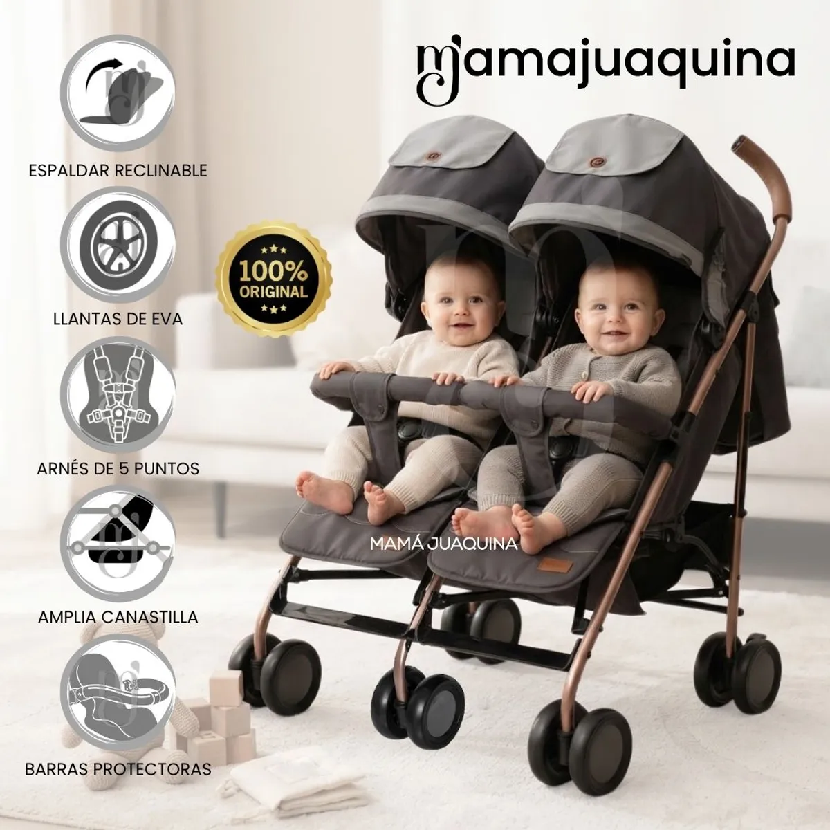 Baby - Coche Bastón Mellicero «DANTERO» Plagado Compacto Edición Limitada Gray
