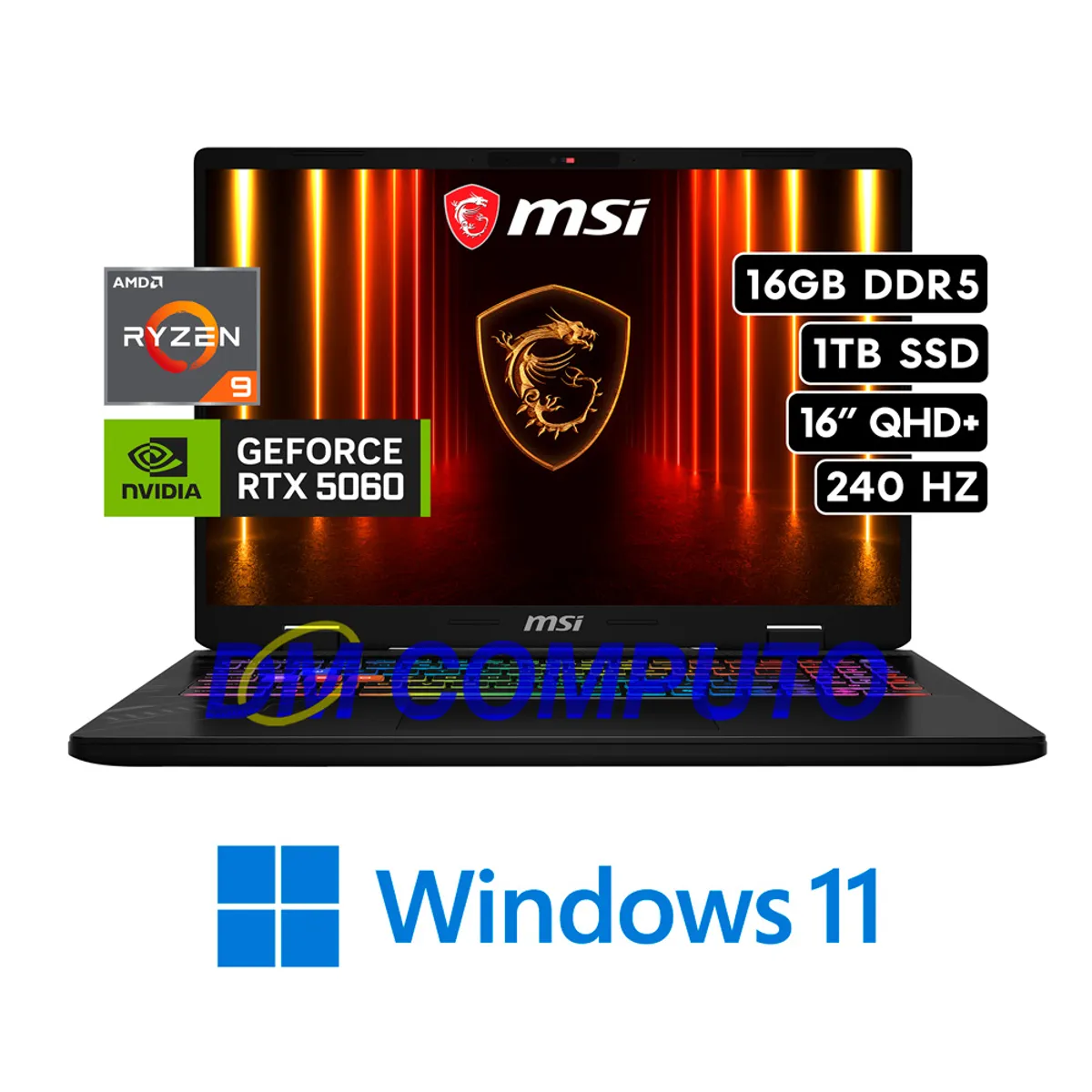 Msi - LAPTOP MSI CROSSHAIR A16 HX D8WFKG AMD RYZEN 9 8940HX 16GB RAM 1TB SSD RTX 5060-8GB 16" QHD WIN11