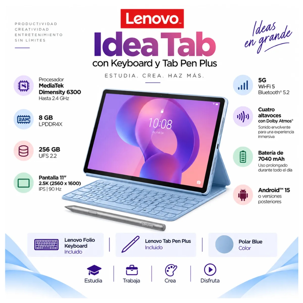 LENOVO - Tablet Lenovo Idea Tab 11PULG 5G LTE 8GB 256GB TB336ZU-ZAFM0224PE