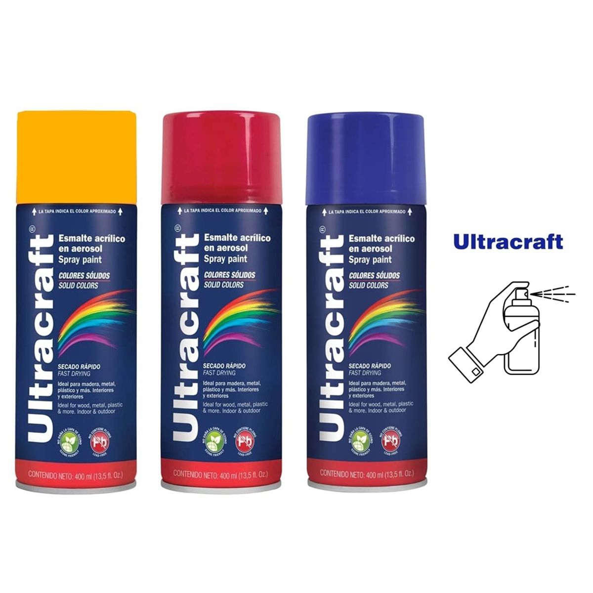 Truper - Pintura spray Azul Rojo Amarillo Aerosol ULTRACRAF Truper400