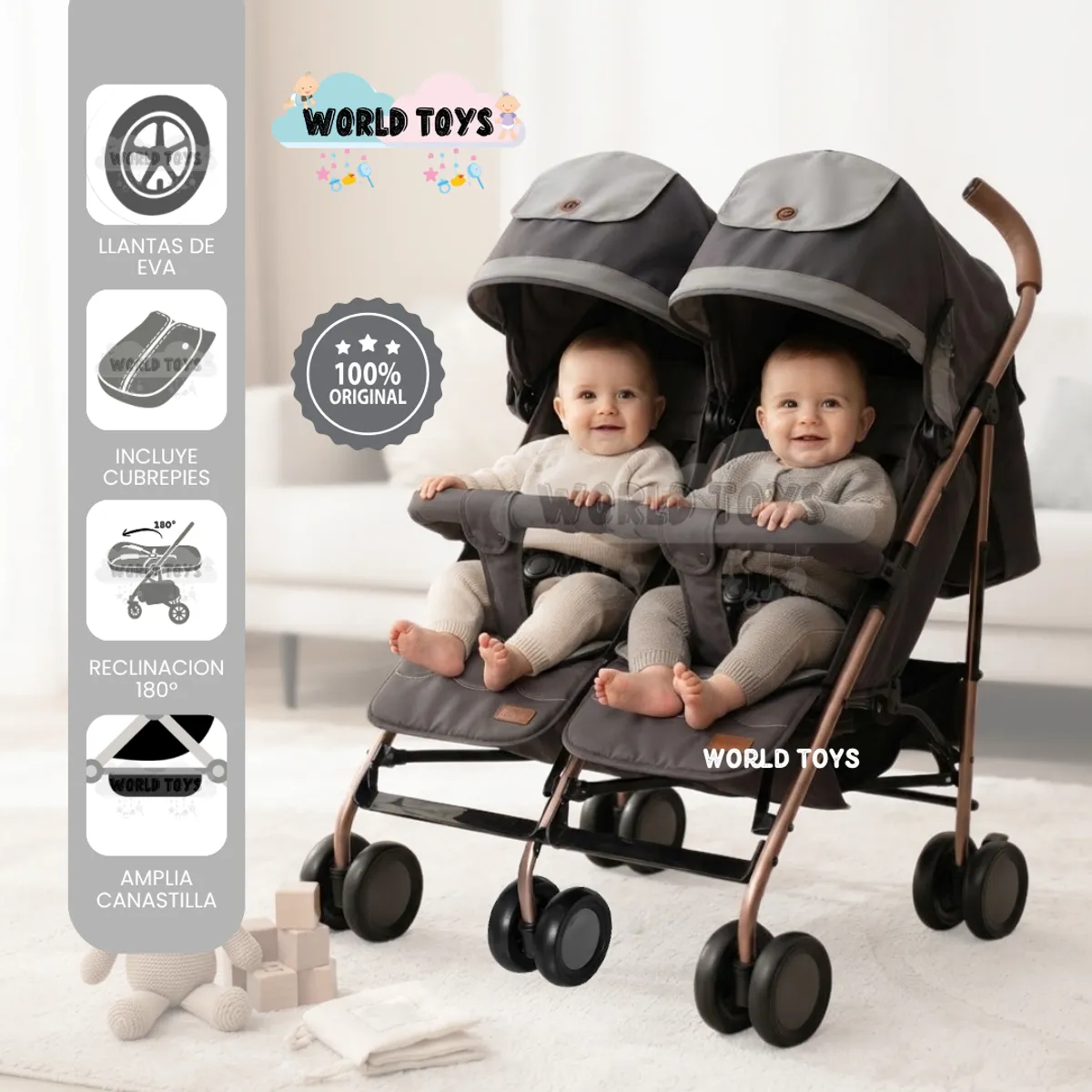 Baby - Coche Bastón Mellicero «DANTERO» Plagado Compacto Edición Limitada Gray