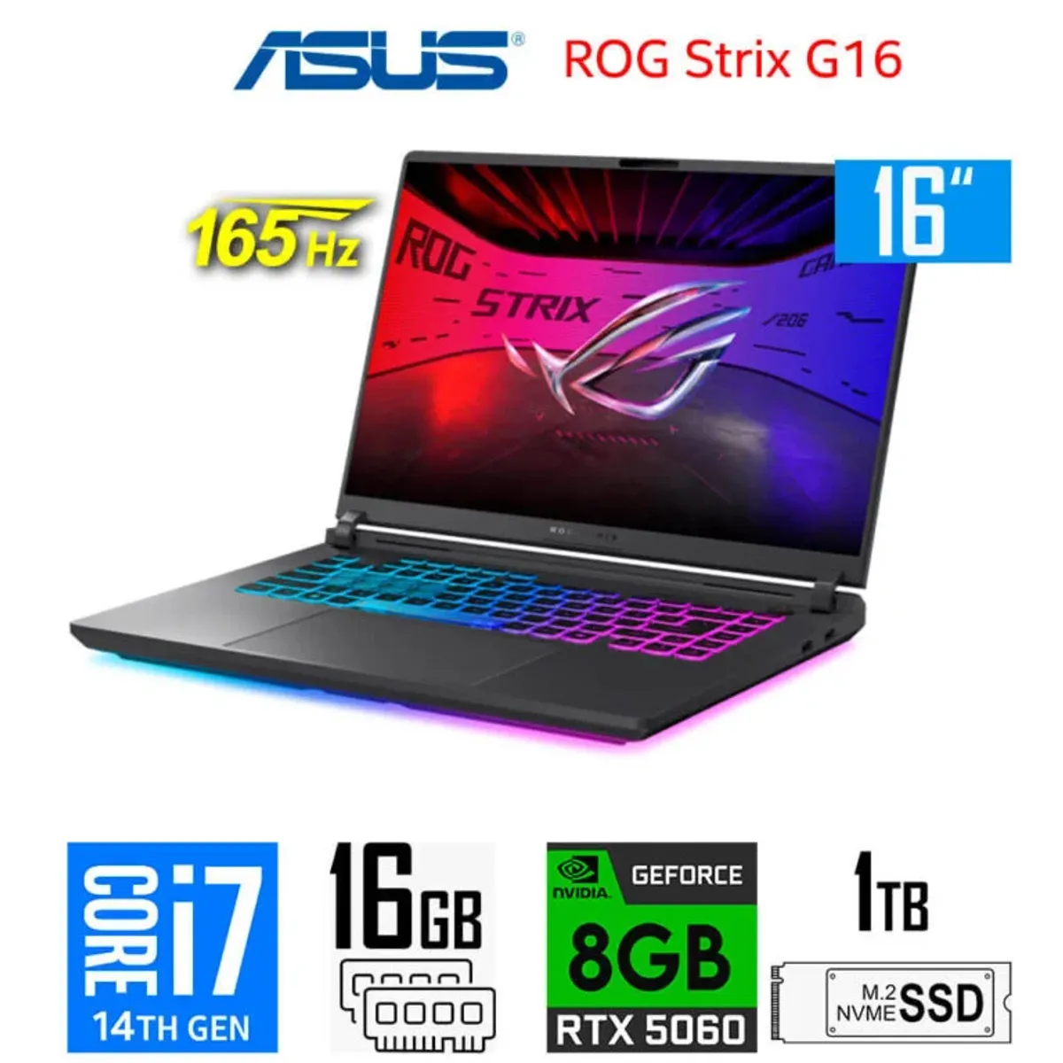 ASUS - ASUS ROG STRIX  G615JMR-RV165W INTEL CORE I7-14650HX 16GB 512GB SSD 16. WUXGA  8GB  RTX 5060 WIN11