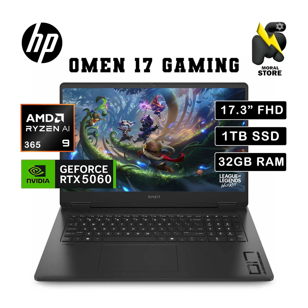 HP - LAPTOP HP OMEN 17-DB1002LA / AMD RYZEN AI 9  / DISCO 1TB SSD /32 GB RAM/ RTX 5060 /17.3" FHD 144HZ