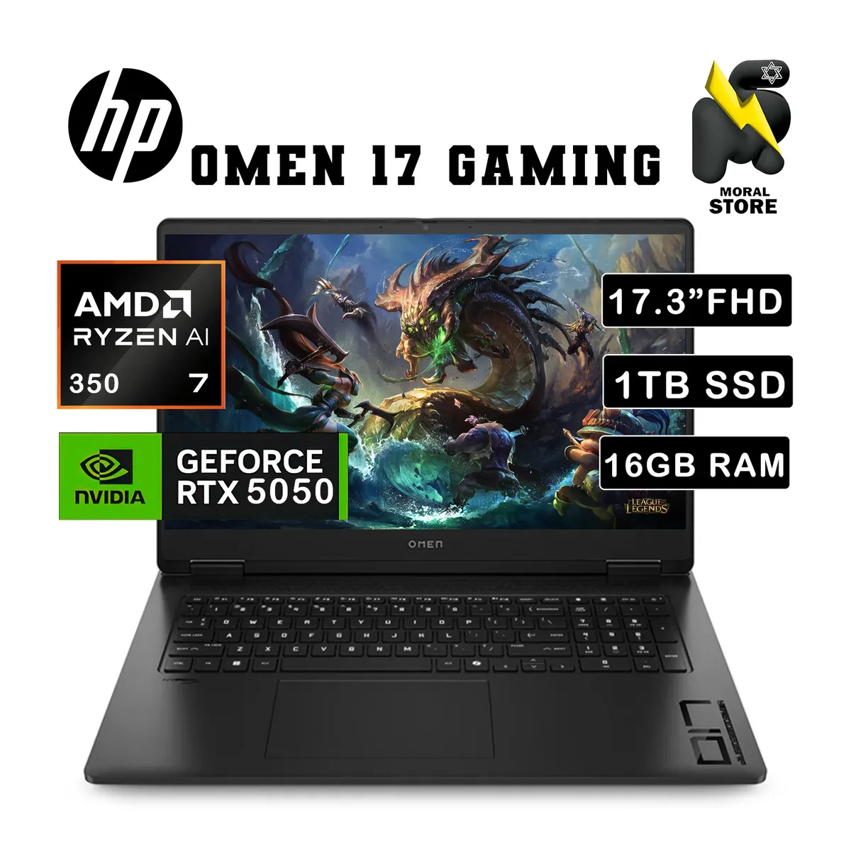 HP - LAPTOP HP OMEN 17-DB1001LA / AMD RYZEN AI 7 / DISCO 1TB SSD /16 GB RAM/ RTX 5050 /17.3" FHD 144HZ