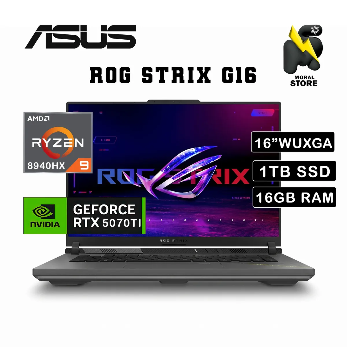 ASUS - LAPTOP ASUS ROG STRIX G16-G614PR/ AMD RYZEN 9-8940HX /1 TB  SSD/ 16GB/ RTX 5070TI- 12GB /16"165HZ