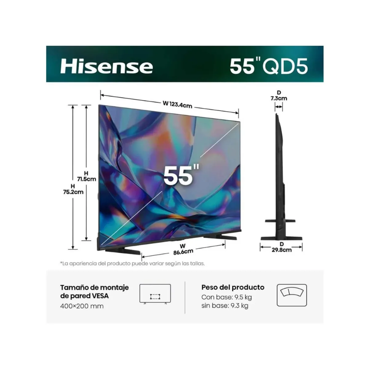 Televisor Smart Hisense 55 4K UHD Hi QLED Vidaa 55QD5SV Hisense ...
