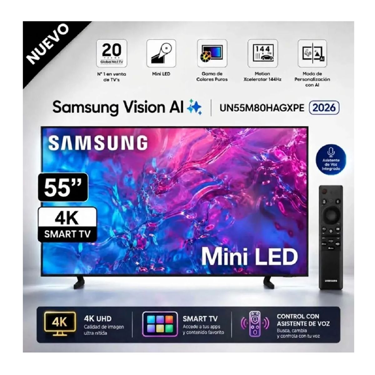SAMSUNG - Televisor Samsung Smart TV 55" UN55M80HAGXPE Mini LED 4K Vision AI - 2026