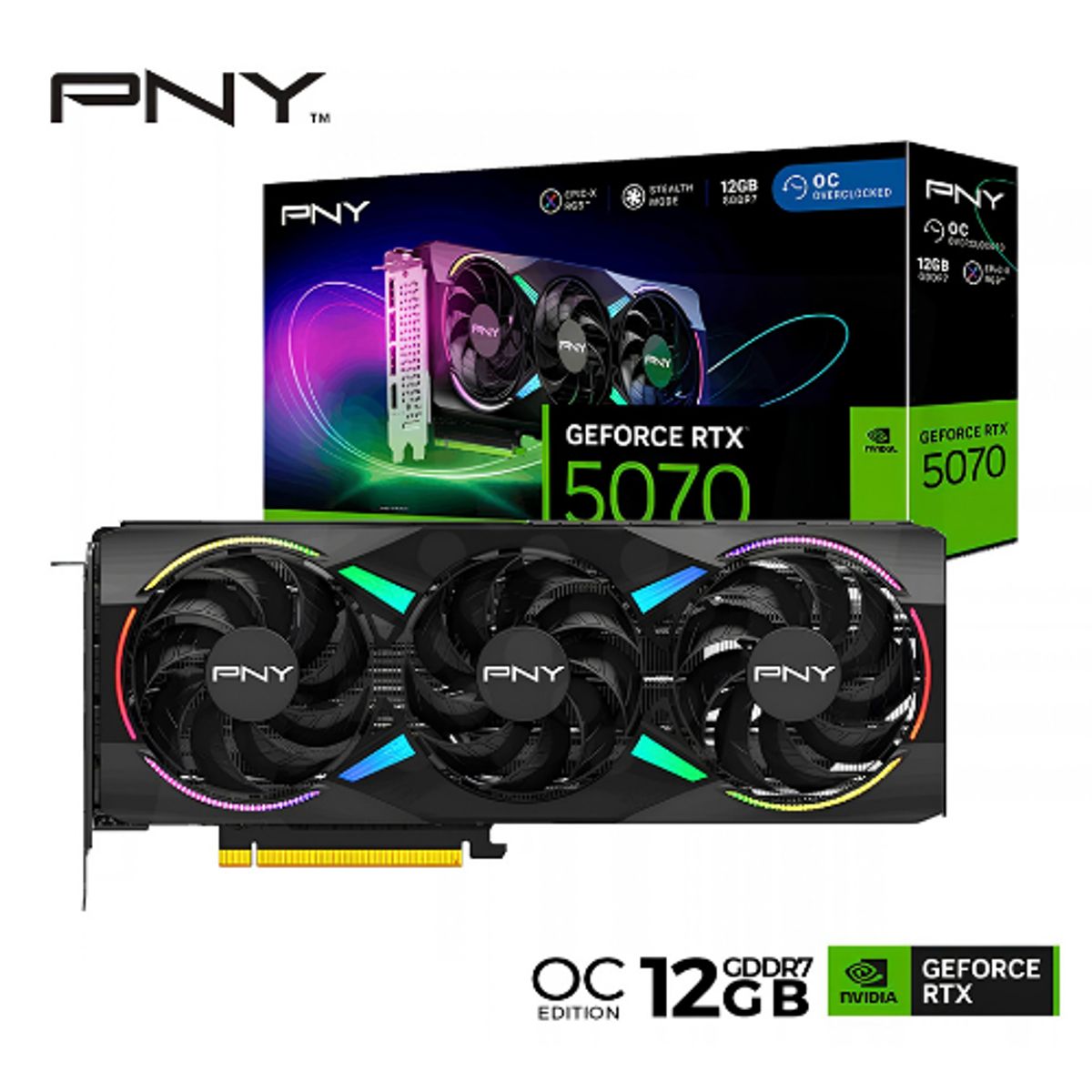 PNY - TARJETA DE VIDEO PNY RTX 5070 EPIC-X RGB OC 12GB GDDR7