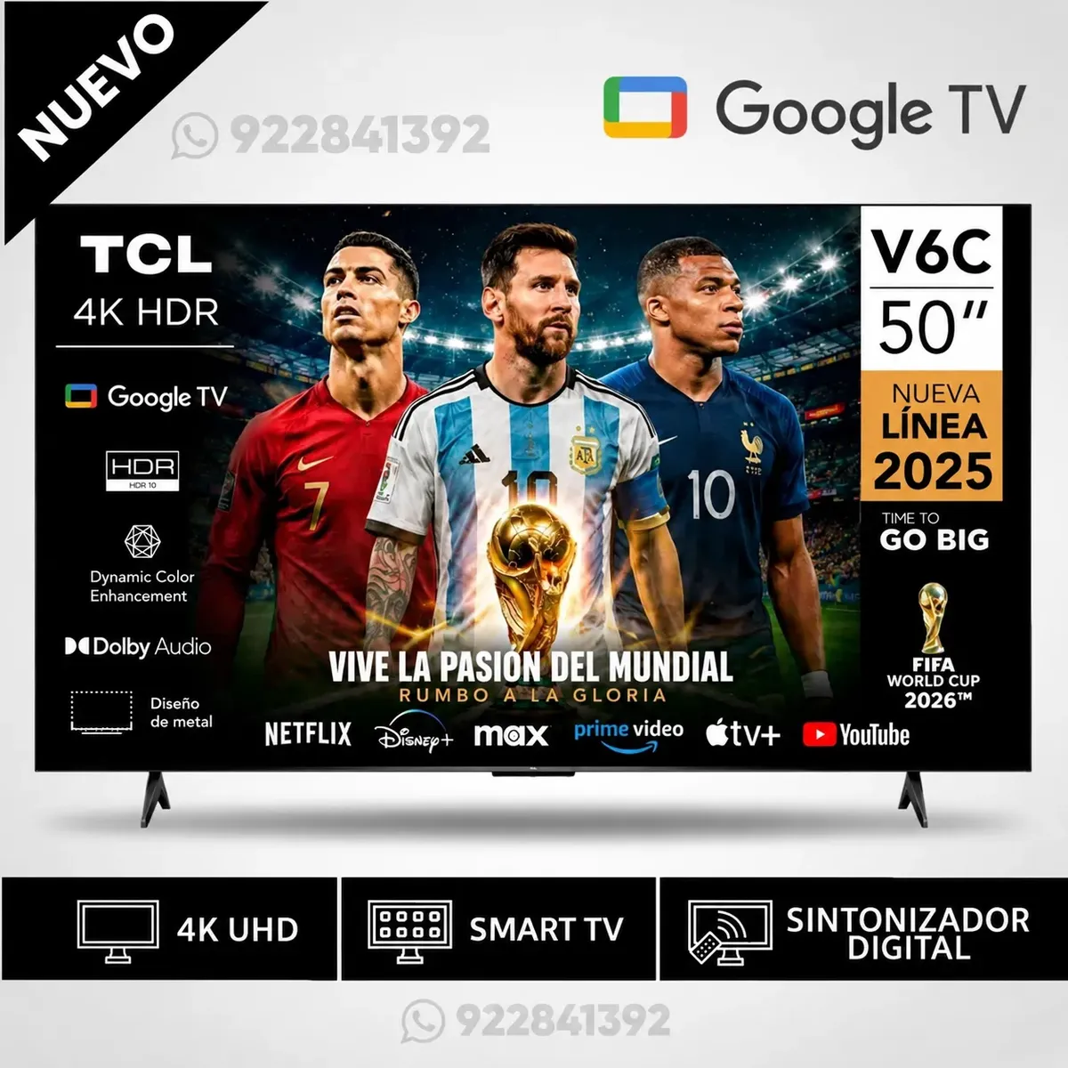 TCL - Televisor TCL 50” 50V6C LED UHD 4K Smart TV - Modelo Nuevo