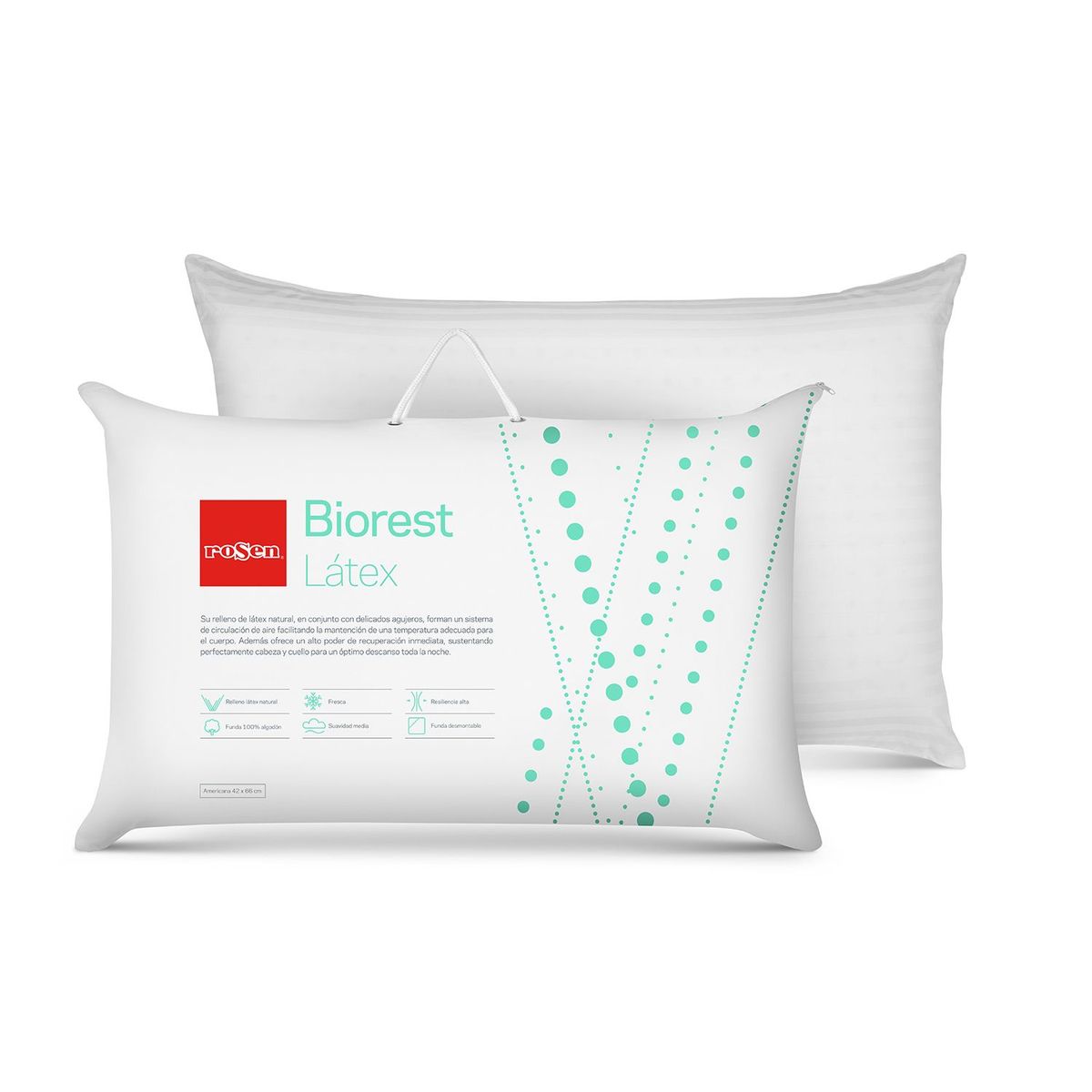 ROSEN - Almohada de Látex Biorest Estándar 42x66cm