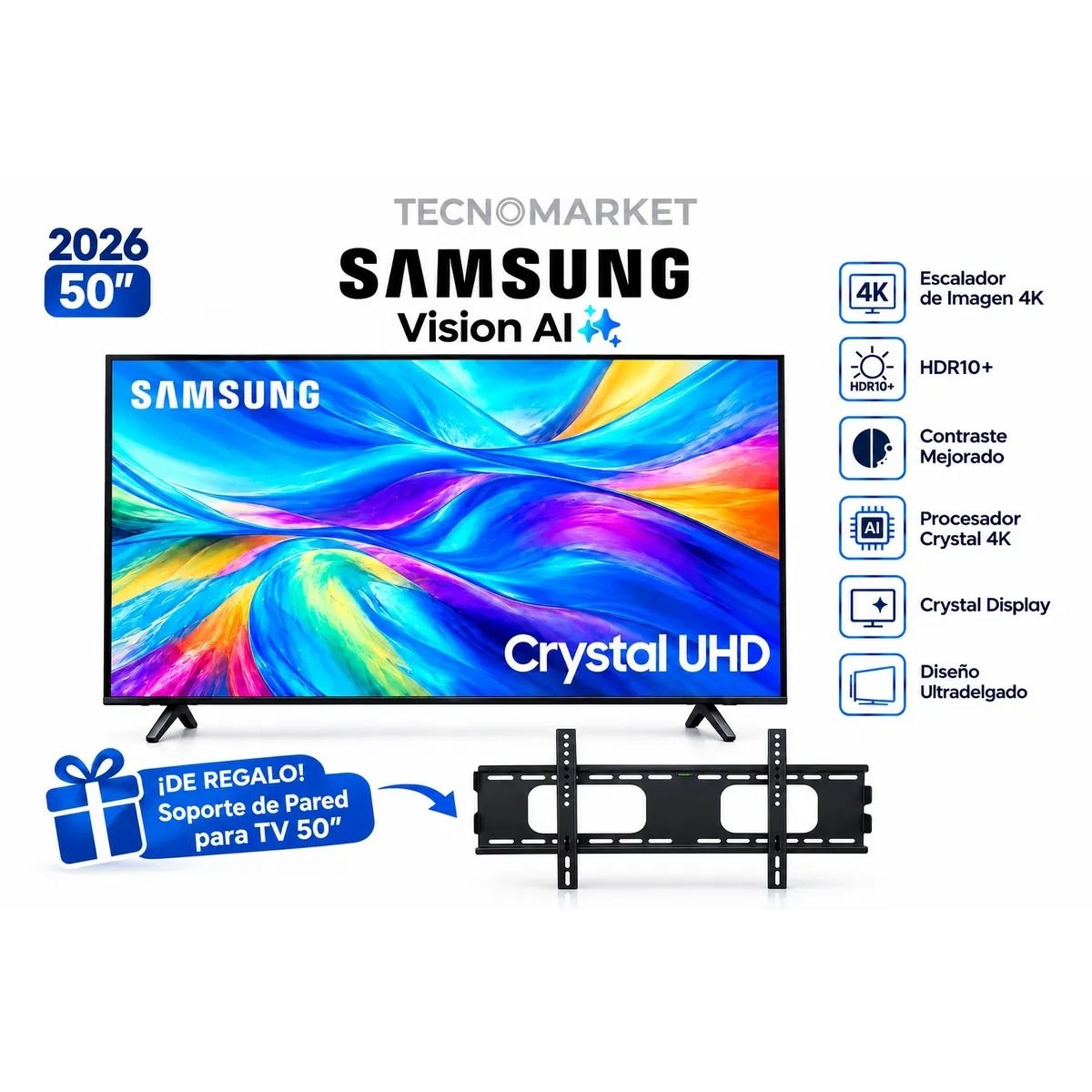 SAMSUNG - Televisor Samsung 50" Smart Crystal UHD 4K 50U8000HG 2026 + RACK