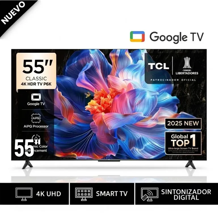 Televisor Smart TV TCL 55 4K Google TV 55P6K Negro TCL | Falabella Perú