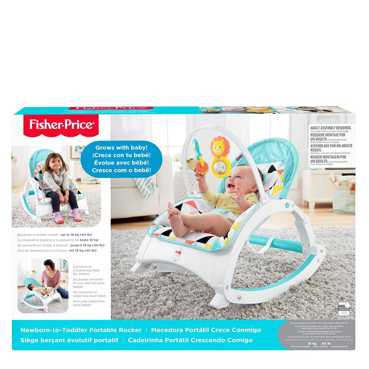 FISHER PRICE - Mecedora Portátil Crece Conmigo