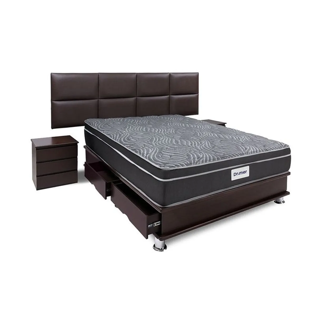 DRIMER - Dormitorio con Cajones Ventus Sofia King + 2 Almohadas