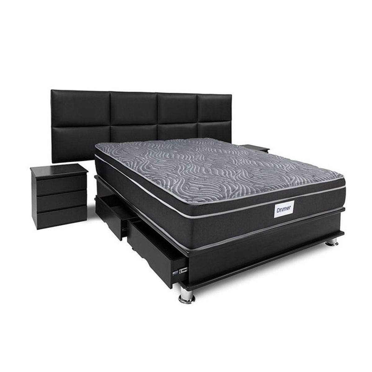 DRIMER - Dormitorio con Cajones Drimer Kaela King + 2 Veladores