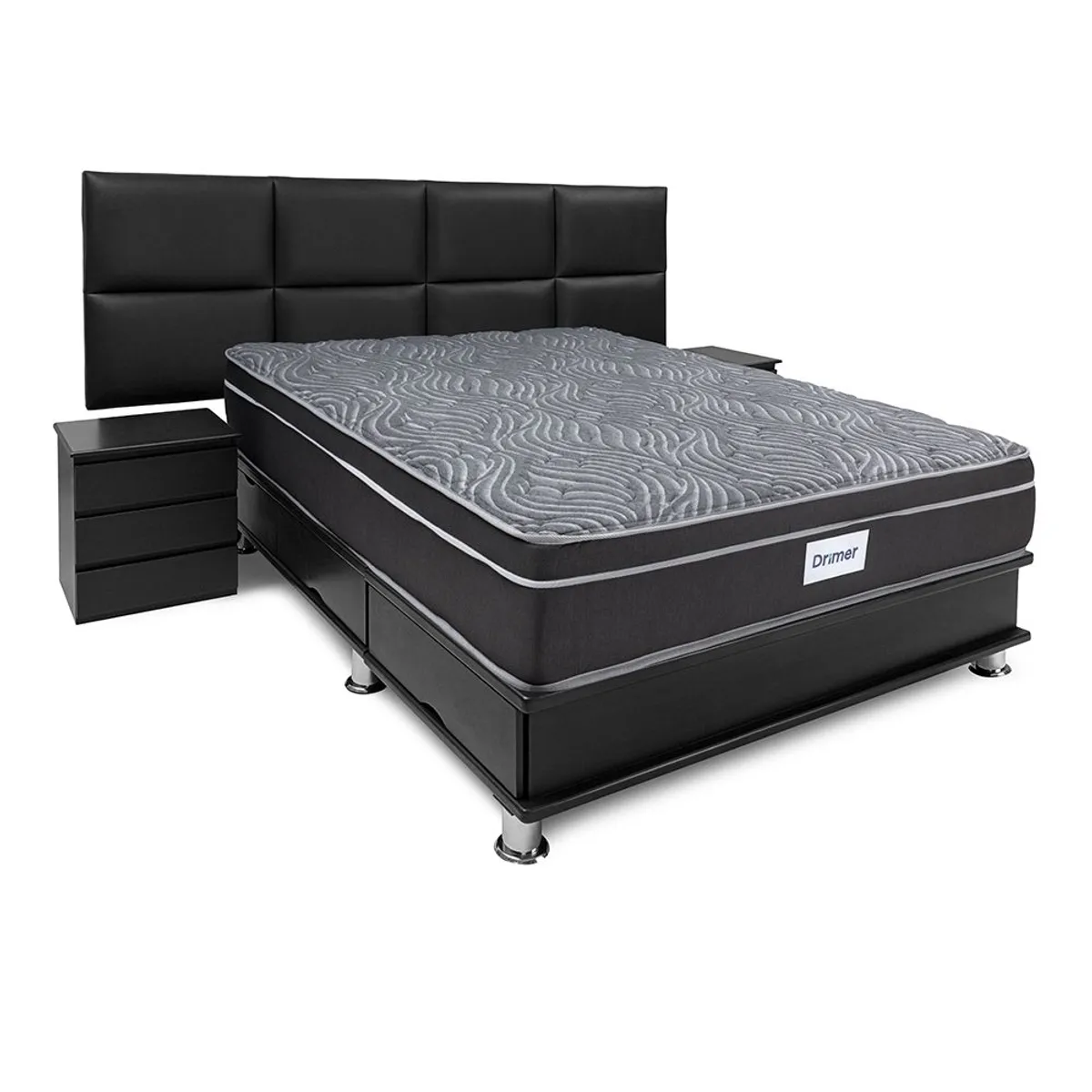 DRIMER - Dormitorio con Cajones Drimer Kaela King + 2 Veladores