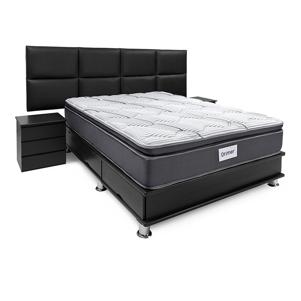 DRIMER - Dormitorio con Cajones Futurepedic Kaela 2 Plz + 2 Almohadas